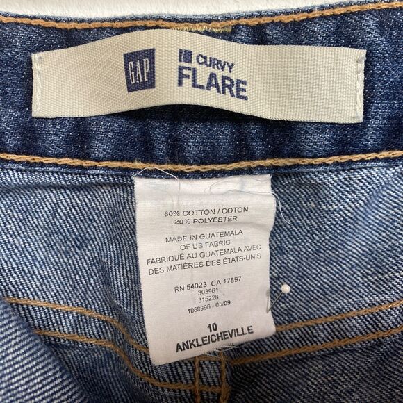 Woman's GAP Curvy Flare Blue Jeans Size 10 Mid Rise 34/31 Ankle 5 Pockets - Picture 15 of 16